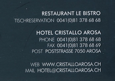 Hotel Cristallo, Restaurant Le Bistro, Arosa...